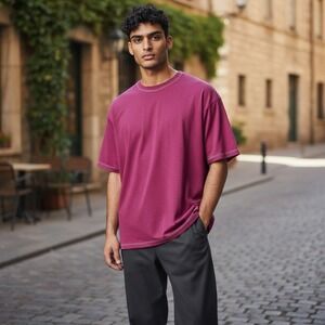 Tommy Bahama Men's Magenta Heathered Crew Neck T Shirt Size Large